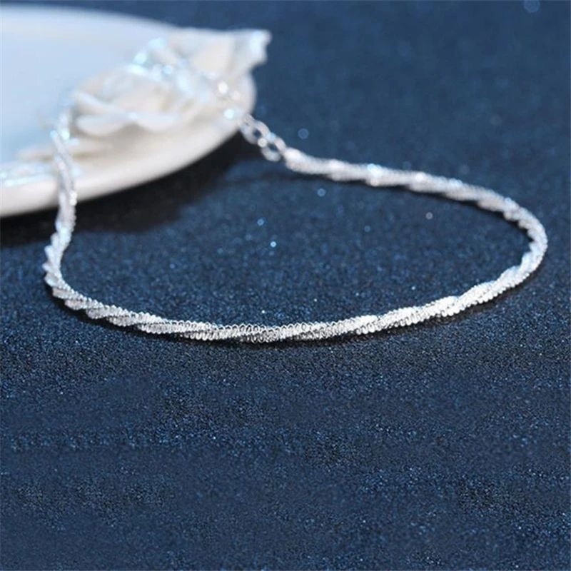 สร้อยข้อเท้ามินิมอล • Silver Glitter Anklet ราคา ถูกที่สุด ดีลบีเคเค แกลเลอรีภาพที่ 7