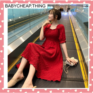 เดรสคลุมท้องแฟชั่น ( za485 ) ช่วงอกสม๊อค แขนสั้น เนื้อผ้าทำย…