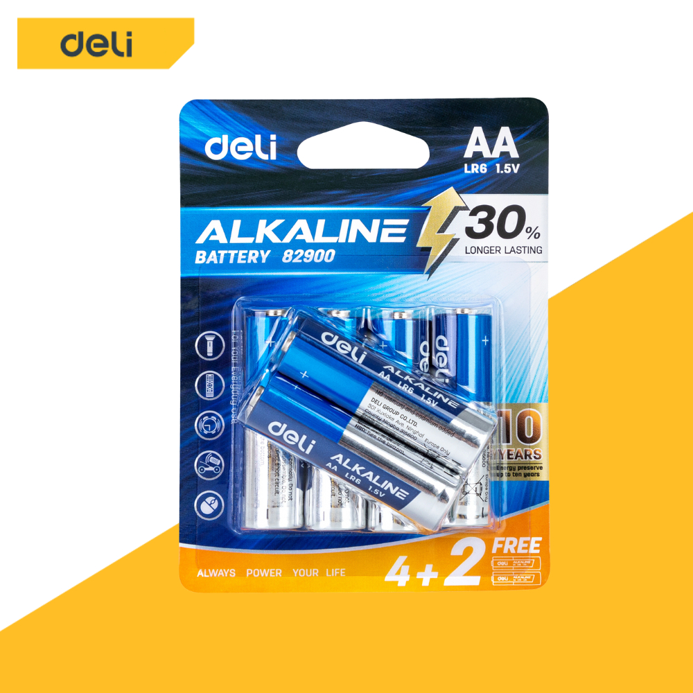 Deli ถ่านอัลคาไลน์ AA LR6 ถ่านไฟฉายอัลคาไลน์ AAA LR03 ถ่าน 1.5V ใช้ได้นาน 1ก้อน Alkaline Battery