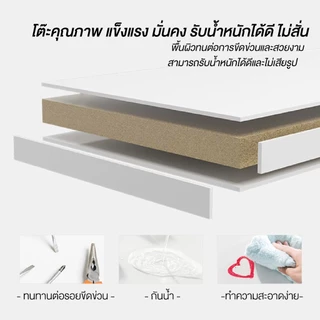 Homemark โต๊ะสีขาว Top หนา2.3cm แข้งแรง สไตล์อิเกีย โต๊ะคอมพิวเตอร์ ทำงาน หนังสือ ทานอาหาร ตกแต่งห้องนอน สีขาว