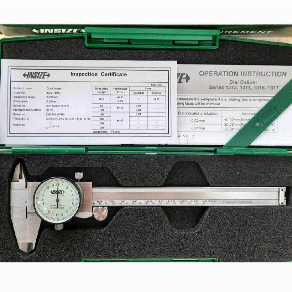 เวอร์เนียร์เข็ม ความละเอียด 0.02mm 6" 8" 12" เวอร์เนียร์ไดอัล Dial Caliper INSIZE 1312-150A 1312-200