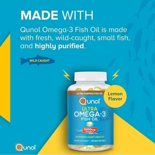 ✨️พร้อมส่ง✨️Qunol Omega 3 Fish Oil, 1,000 mg. (180 Mini Softgels)