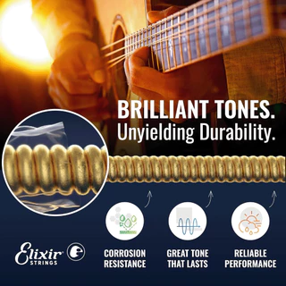 ELIXIR สายกีตาร์โปร่งเคลือบกันสนิมแบบครบชุด เบอร์ NANOWEB COATING / 80/20 BRONZE