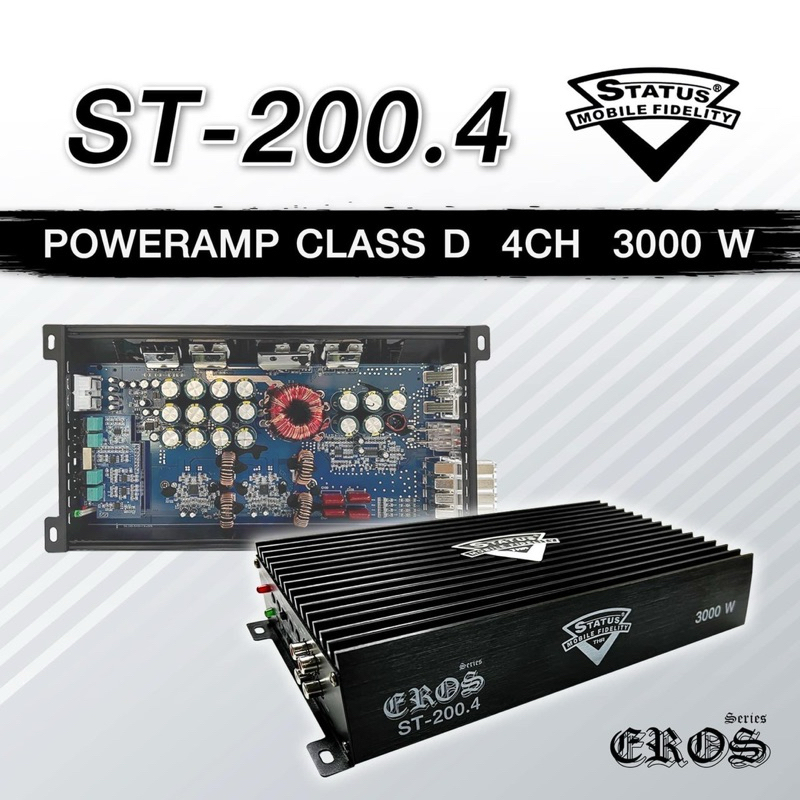เพาเวอร์​แอมป์​​ Class​D​ 4ch​ STATUSรุ่น​ SF-200.4 3000 W.ของใหม่ 📌3000W.