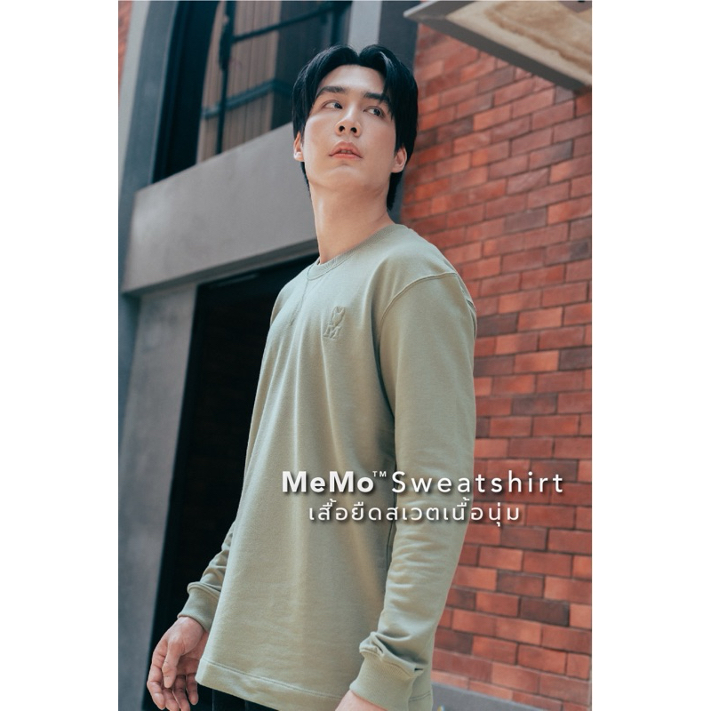 MeMo Sweatshirt เสื้อยืดสเวตเนื้อนุ่ม (ลด 60฿โค้ด MEMDEC min300฿) ทรง Relaxed fit แขนยาว ผ้า BabyFrenchLite ปักM Iconic