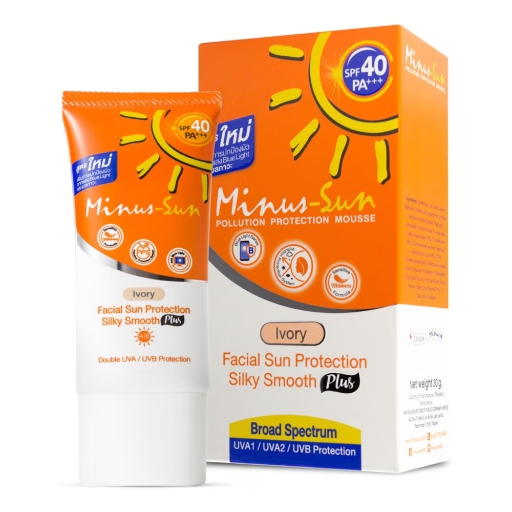 Minus-Sun SPF 40 PA +++ (Ivory) Pollution Protection Mousseไมนัส-ซัน พอลลูชั่น โพรเทคชั่นมูส30 กรัม
