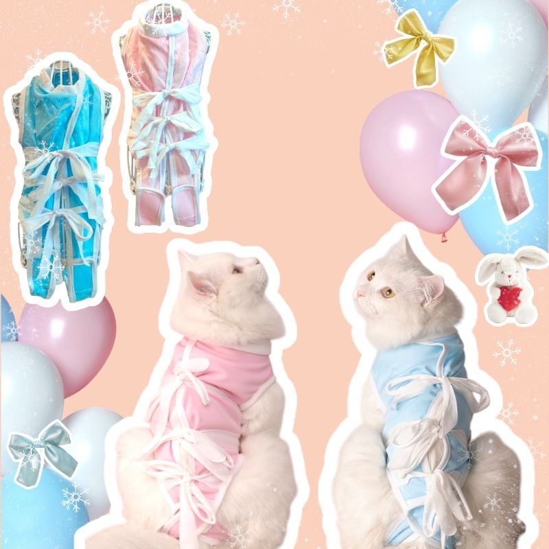 (HP17)เสื้อทำหมันสัตว์เลี้ยง กันเลียแผลแบบผูก ผ้ายืด นิ่ม สีสวย(พร้อมส่งจากไทย!!) ตรวจสอบขนาดก่อนสั่งด้วยน้า