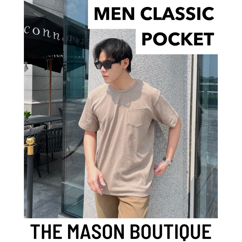 The Mason Boutique Classic Men Pocket T-shirt เสื้อยืดคอกลม คลาสสิคแบบมีกระเป๋าหน้า ผู้ชาย คอตตอน