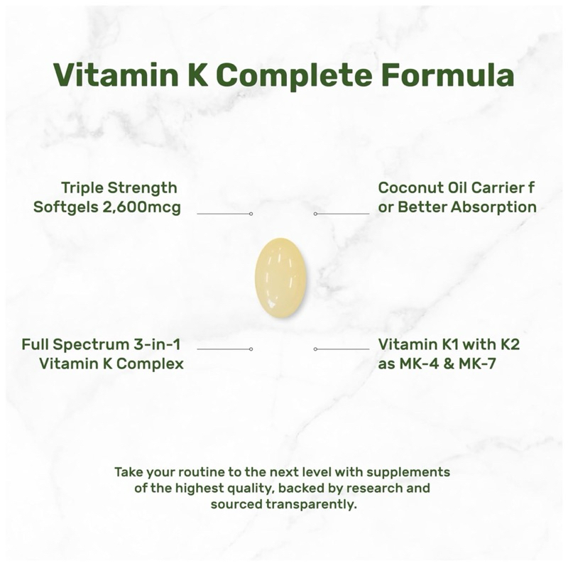 ✅VITAMIN K COMPLETE ( วิตามิน เค )-ช่วยให้เลือดแข็งตัวเร็วขึ้น & ลดภาวะเลือดไหลไม่หยุด ‼️240 ซอฟ์ทเจล‼️ - รูปที่ 3