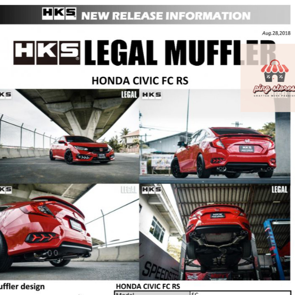 ท่อ HKS ตรงรุ่น Honda Civic FC Turbo ปลายCarbon เครื่อง L15B