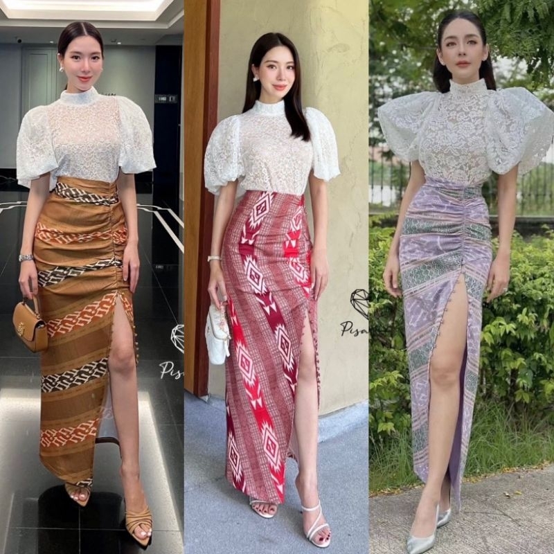 [พร้อมส่ง] /Pisamai ชุดเซ็ตผ้าไทยไปวัดสวยๆ