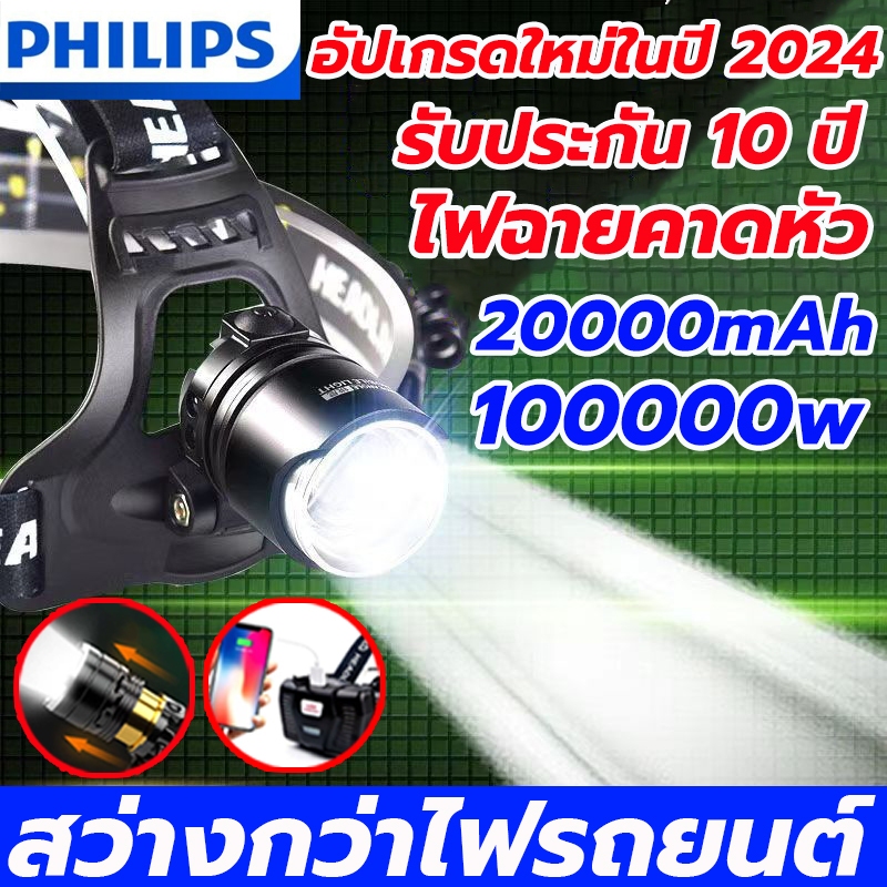 รุ่นใหม่ล่าสุด2024 ไฟฉายคาดหัว แสงสีขาวสว่างเป็นพิเศษLED เดินป่า จับสัตว์ ไฟคาดหัว ไฟส่องกบ ไฟฉายส่องกบ โคมไฟคาดหัว