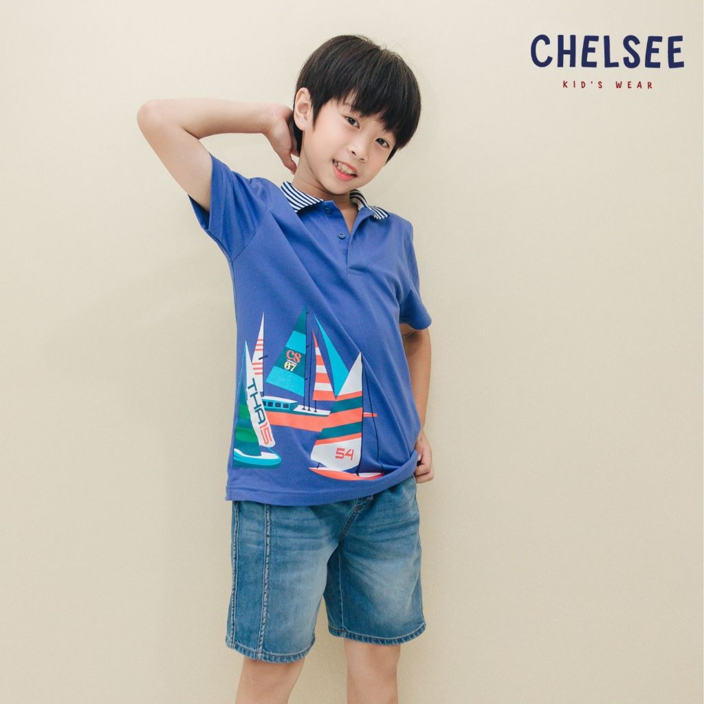 Chelsee เสื้อโปโล เด็กผู้ชาย แขนสั้น รุ่น 128075 ลายเรือใบ อายุ 1.5-10 ปี ผ้า 100%Cotton เสื้อผ้าเด็กโต
