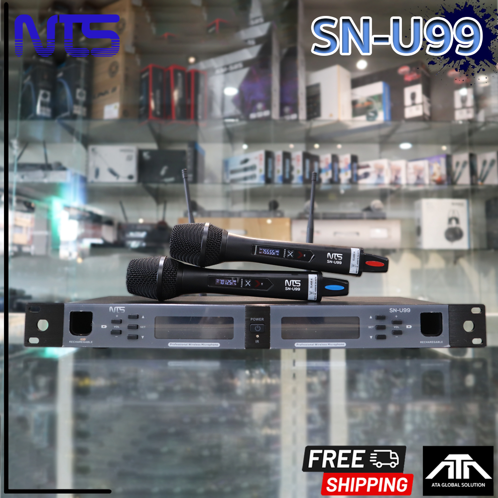 ไมค์ลอยคู่ NTS รุ่น SN-U99 ไมโครโฟนไร้สาย NTS UHF SN-U99 ชาร์จแบตได้ในตัว SN U99