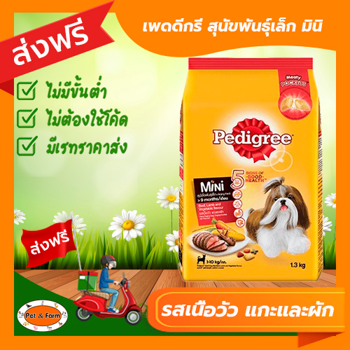 อาหารสุนัข Pedigree (เพดดีกรี) สุนัขพันธุ์เล็ก มินิ รสเนื้อวัว แกะและผัก [ส่งฟรีไม่ต้องใช้โค้ด!!]