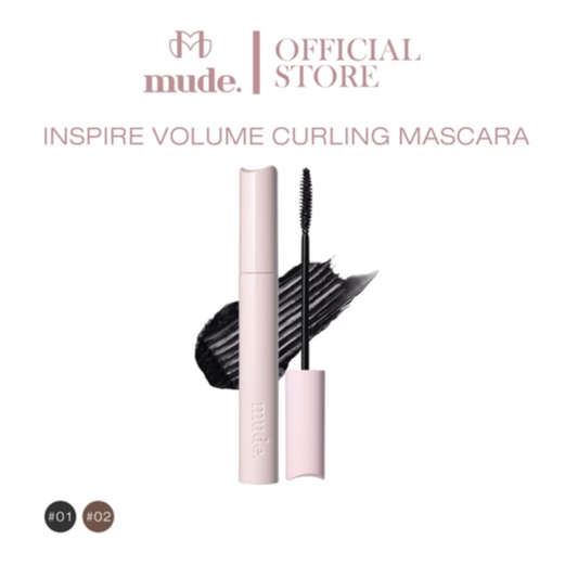 [ช้อป 2 ชิ้นแถมที่ดัดขนตา] MUDE INSPIRE VOLUME CURLING MASCARA 8 ML. 01 BLACK ( มาสคาร่า สูตรขนตาหนางอน กันน้ำ )