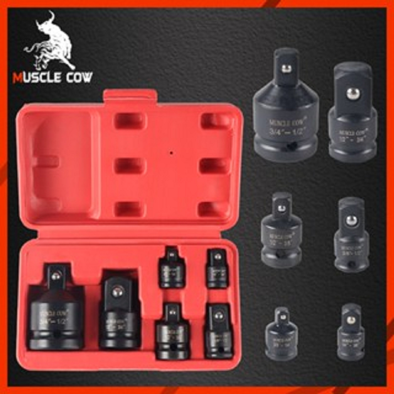 Muscle Cow รุ่น ข้อต่อบล็อค 6ตัวชุดไดรฟ์อิมแพ็คอะแดปเตอร์ ข้อต่อบล็อค ปรับขนาดของไดรเวอร์อะแดปเตอร์กระแทก แปลงขนาดลูก