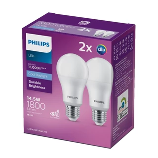 [แพคคู่]Philips Lighting หลอดไฟ LED 14.5วัตต์ ขั้ว E27 แสงขาว Cool Daylight 6500K & แสงอุ่น Warm White 3000K
