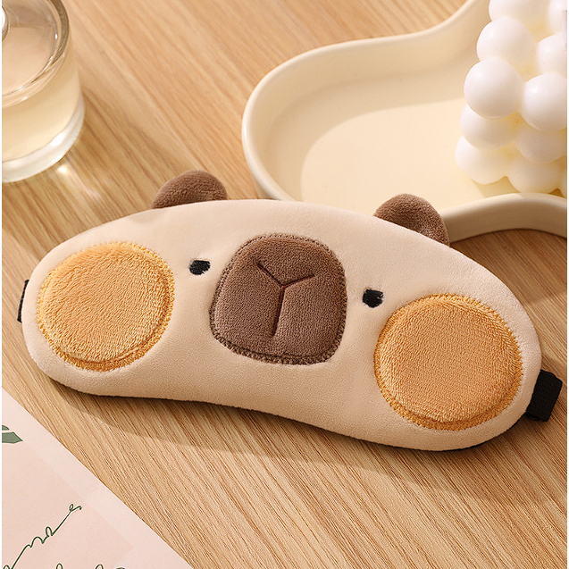 พร้อมส่ง ที่ปิดตาพร้อมเจล ลายคาปิบาร่า Capybara มะพร้าว ใส่สบาย ที่ปิดตาสำหรับ นอน พักผ่อน