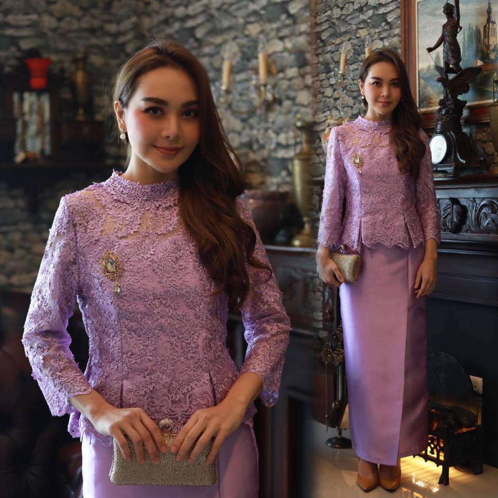 GBK ชุดลูกไม้ ชุดออกงาน ไหมญี่ปุ่น มี 2 สี รหัส 1015