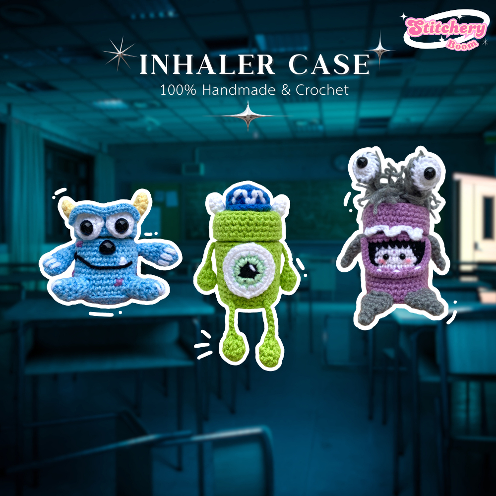 Stitchery Boom | เคสยาดมไหมพรมลายมอนสเตอร์ หงษ์ไทย Inhaler Case Crochet Handmade