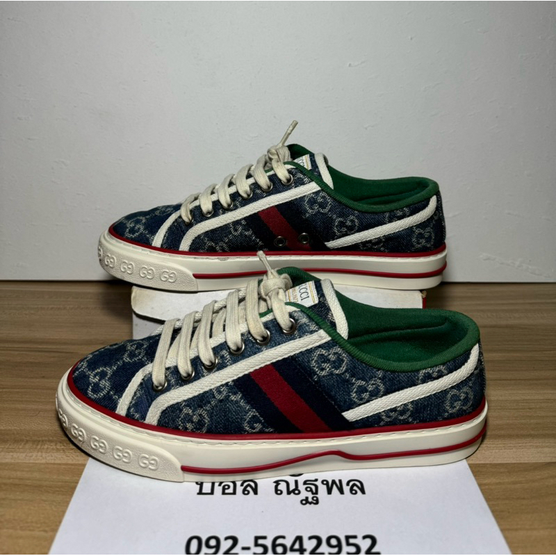 Gucci 36.5/23.5 Tennis 1977 Denim GG Print