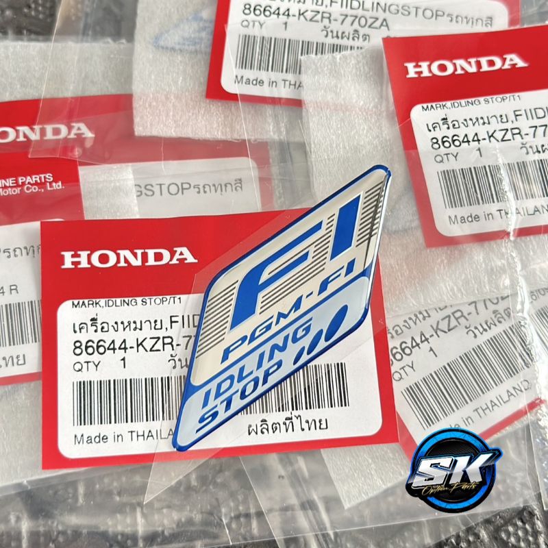 สติกเกอร์ เครื่องหมาย Fi IDLING Stop เรชิน3D สำหรับPCX,SCOOPY,CLICK,SUMER-X รับประกันสินค้า แท้เบิกศูนย์100% พร้อมส่ง