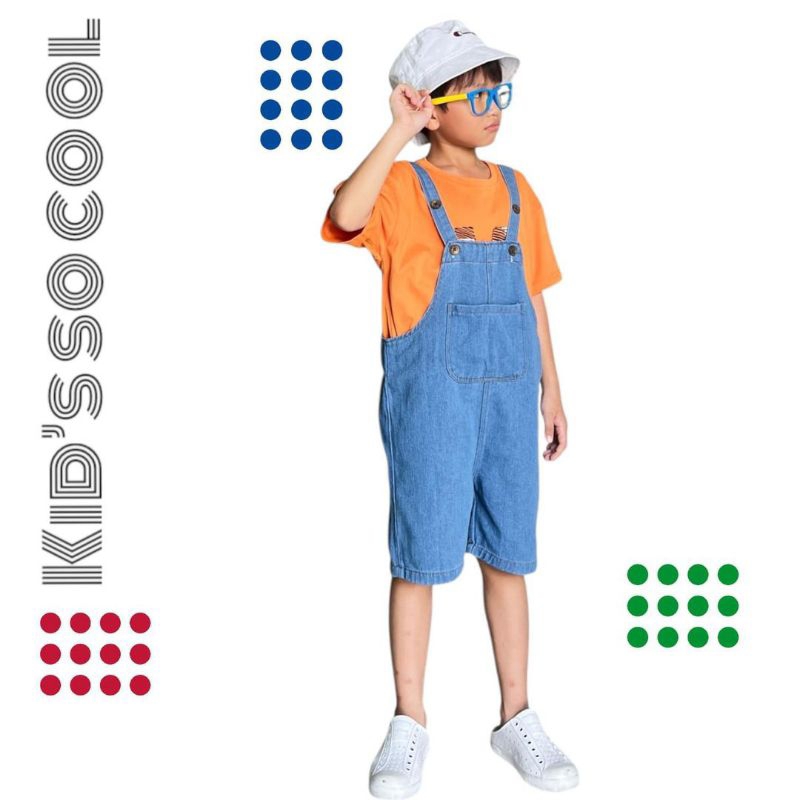 Kid's So Cool🚀🚀New arrival รุ่นใหม่ล่าสุด EP2 ชุดเอี๊ยมยีนส์ขาสั้น  (Unisex) พร้อมส่ง
