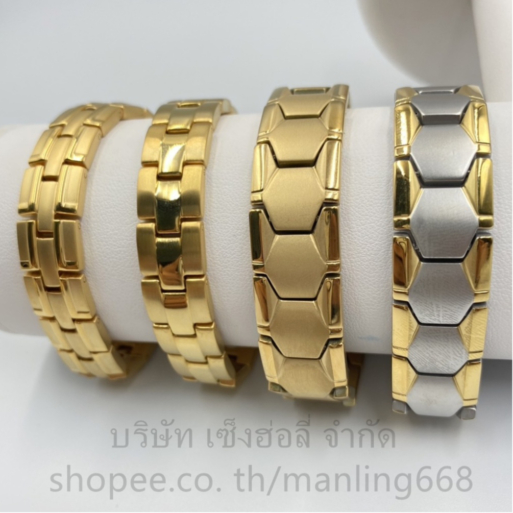 เลสข้อมือ ชาย-หญิง หนากว้างแบน มีให้เลือก 6 แบบ ความยาว22ซม.