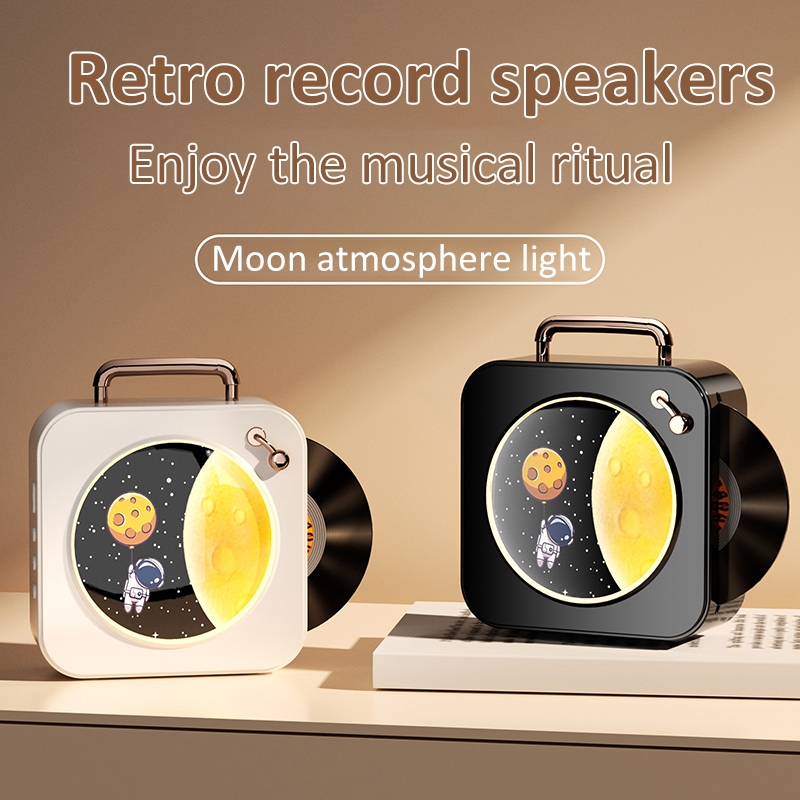 【จัดส่งฟรี】SUNATUR DZ-010 ลำโพงไร้สายบลูทูธ,เครื่องเล่นเพลงไวนิลขนาดเล็ก,ชาร์จ USB โคมไฟข้างเตียงพร้อมลำโพงสมาร์ทบลูทูธ