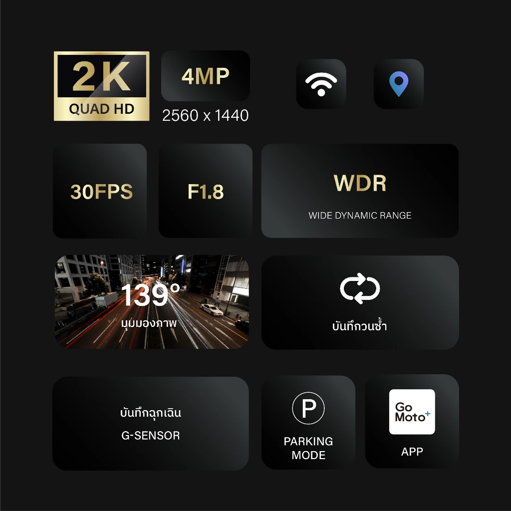 HP F491X DASHCAM กล้องติดรถยนต์ กล้องหน้า-หลัง 2K sensor GPS WiFi รับประกันสินค้า 2 ปี thumbnail 3