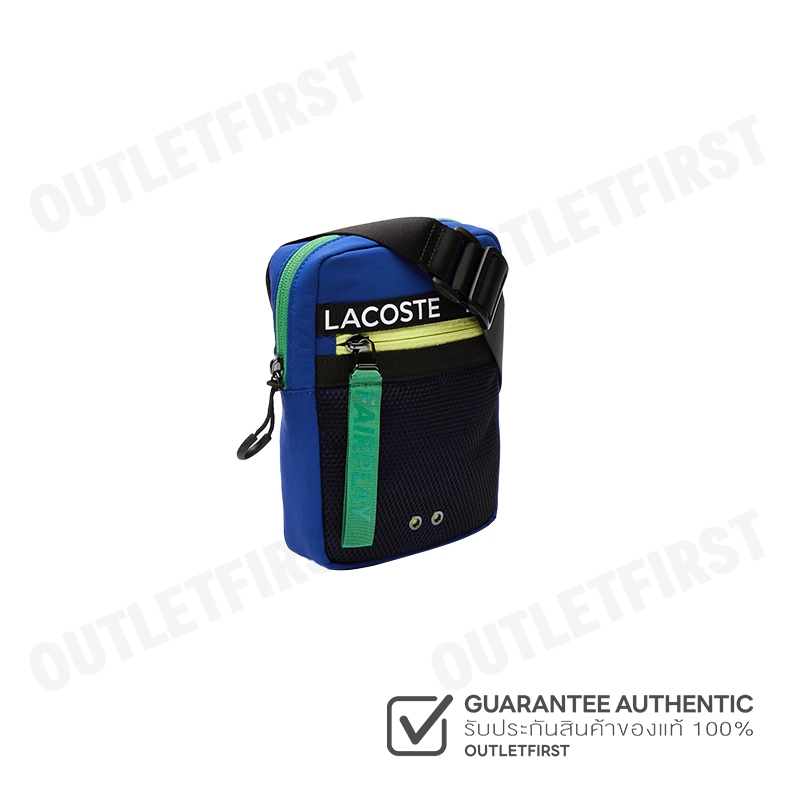 LACOSTE รุ่น  UNISEX BRANDED BAND NYLON FLAT CROSSOVER BAG CODE: NU3797UH J77 กระเป๋า กระเป๋าสะพายข้