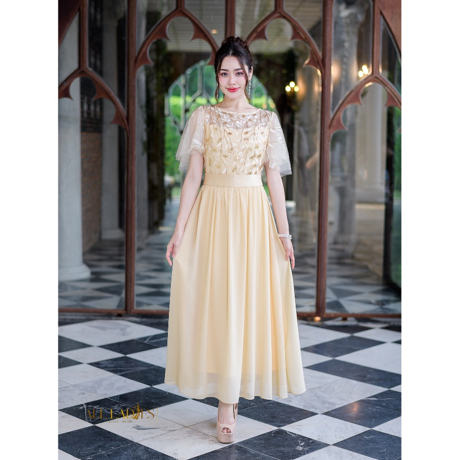All Ladies Maxi Dress ชีฟองแต่งเลื่อม เดรสยาวตัวสวยตามคำเรียกร้องค่ะ รุ่นนี้งานจริงสวยหวานมาก
