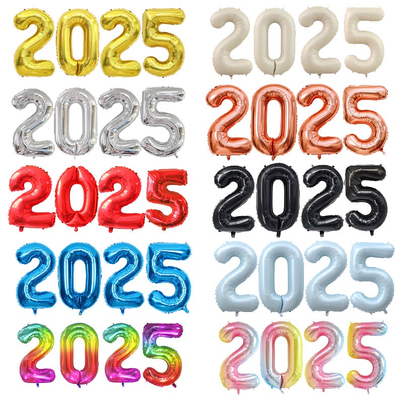 [พร้อมส่ง]ฟอยล์ตัวเลขปีใหม่ 2025 ขนาดใหญ่ 32 นิ้วHappy Newyear ปาร์ตี้ตกแต่งคริสต์มาส ปีใหม่