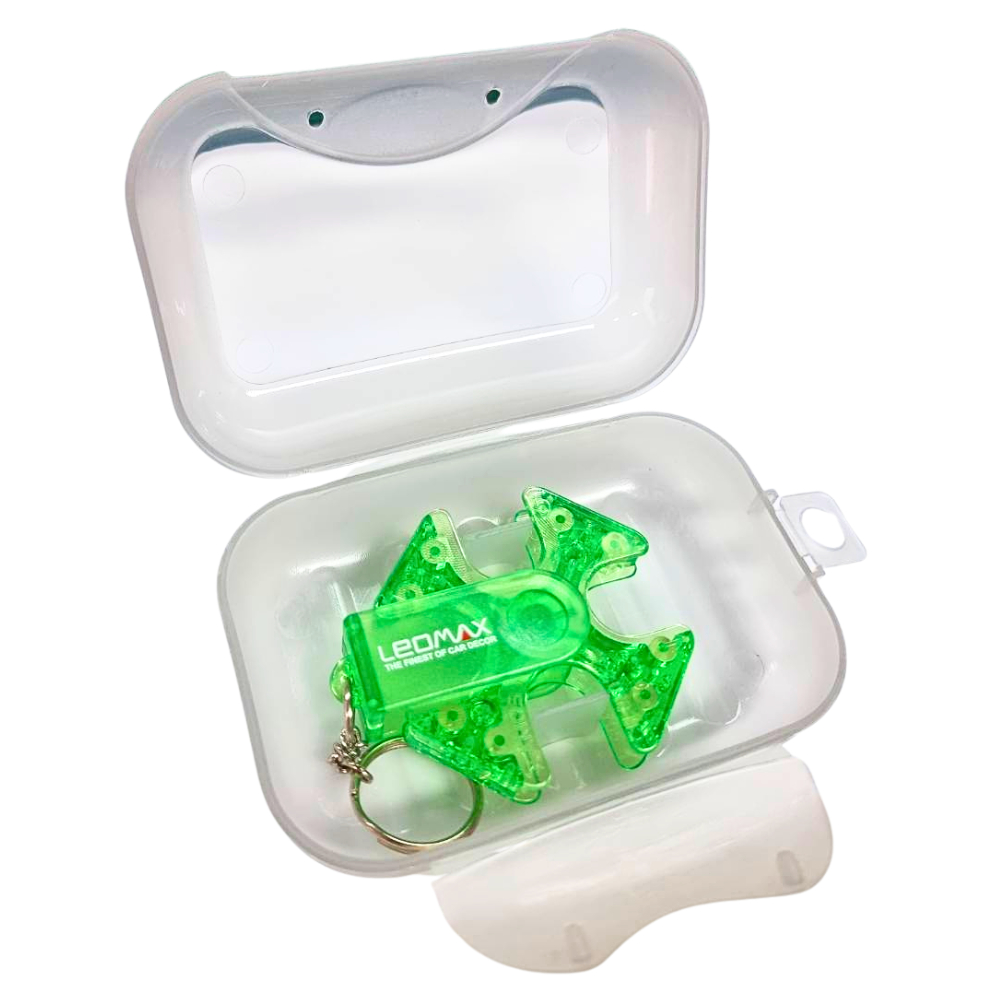 LEOMAX พวงกุญแจเก็บเหรียญหมุนได้ รุ่น SPINNER  สีประจำวัน 7 สี สีเขียว พร้อมเคส