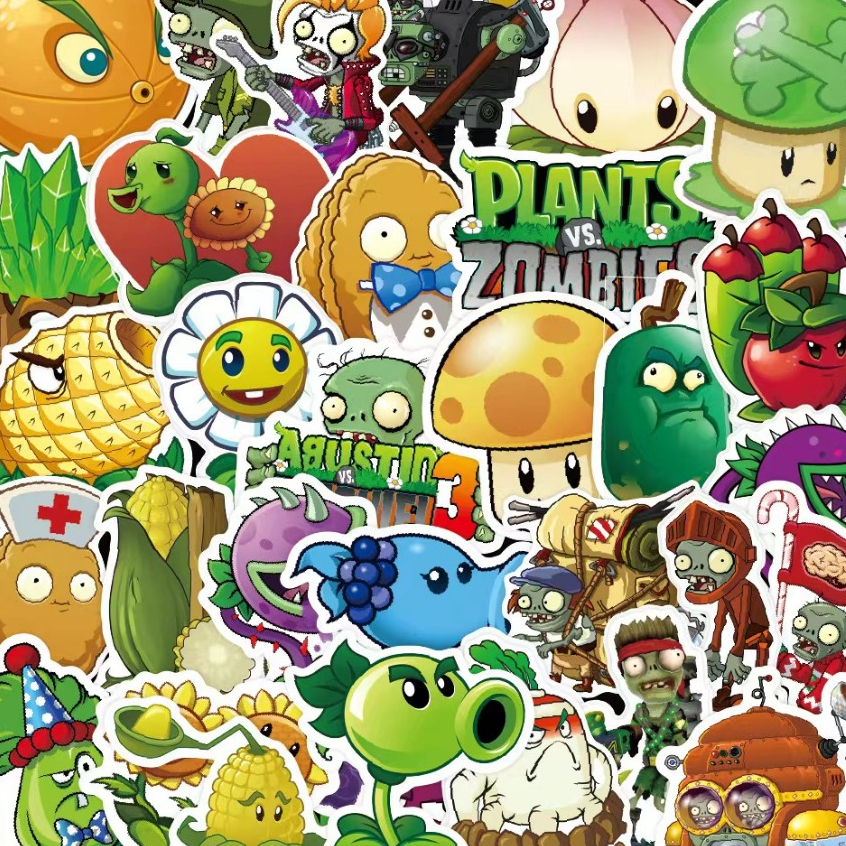 1 แพ็ก 50 ชิ้น การ์ตูน Plants vs Zombies สติ๊กเกอร์ ใช้ตกแต่งกระเป๋าเดินทาง เคสไอแพด แก้วน้ำ เคสโทรศัพท์ แล็ปท็อป กีตาร์