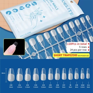 Nawoelite120 ชิ้นเล็บปลอม Pvc แบบบางพิเศษ ไม่มีตําหนิ ไม่แตกหักง่าย 12 ขนาด จัดส่งที่รวดเร็ว เล็บปลอมสี่เหลี่ยมคางหมู