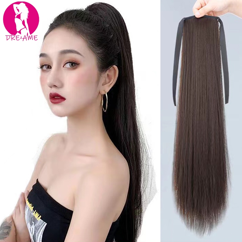 แฮร์พีชหางม้า 150g.หนาพิเศษ ผมยาวตรง ยาว 45/55/65cm. (สีดำ/สีน้ำตาลเข้ม) สวยเนียนธรรมชาติ