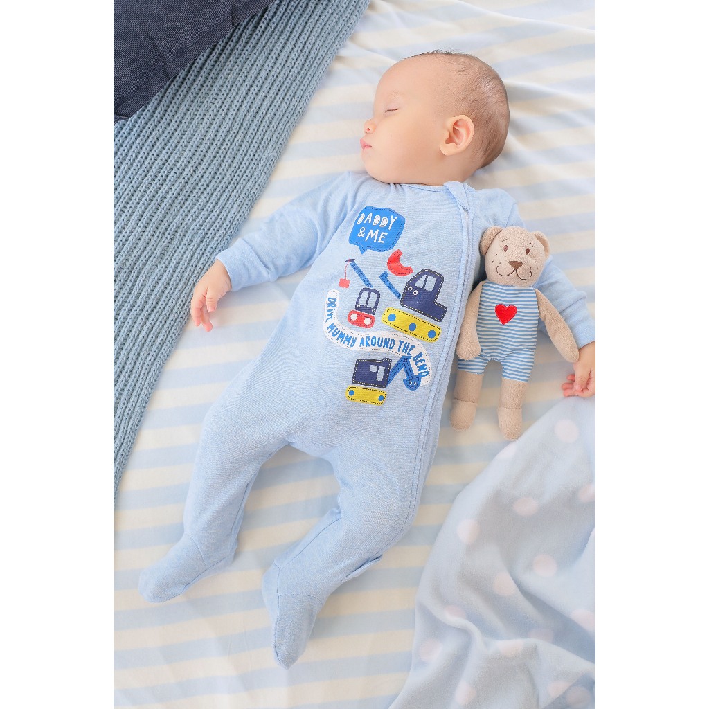 Zuper Mom (0 - 24 เดือน)ชุดหมีเด็กอ่อน ซิป รุ่น 2 WAY ZIPPER บอดี้สูทเด็กอ่อน ชุดเด็กแรกเกิด บอดี้สูทหุ้มเท้า no.9063