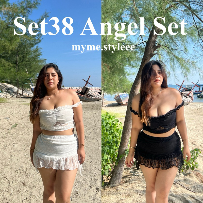 *พร้อมส่ง Set38 Angle Set เซตลูกไม้สาวอวบ - myme.styleee