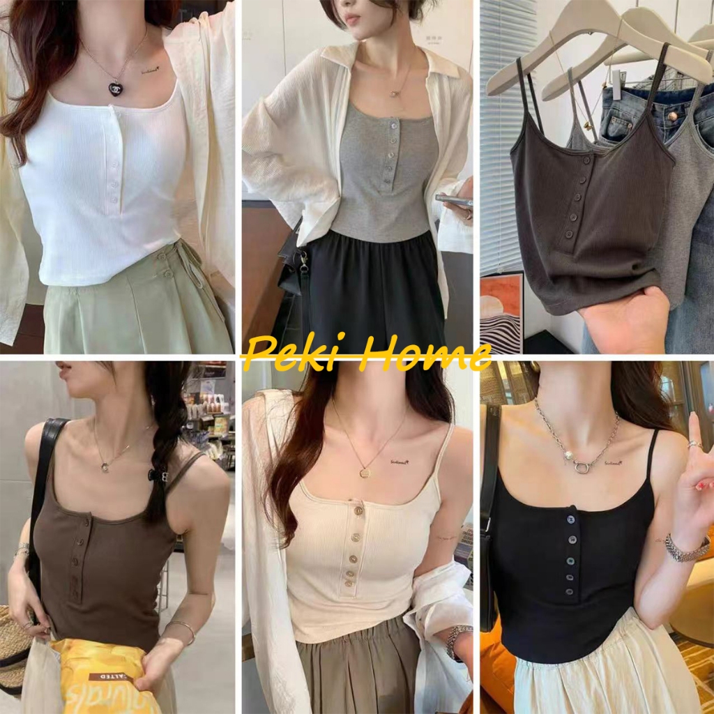 พร้อมส่ง เสื้อสายเดี่ยวกระดุมแฟชั่นใหม่ล่าสุด