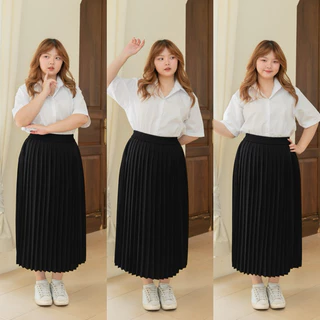 🔸ไซส์ใหญ่🔸กระโปรงนักศึกษาพลีท กระโปรงพลีทไซส์ใหญ่ XL-XXL เอว32-50 จีบเล็ก/จีบทวิท (ผ้าห่างกระรอกอัดกรีบมาแล้ว💕)
