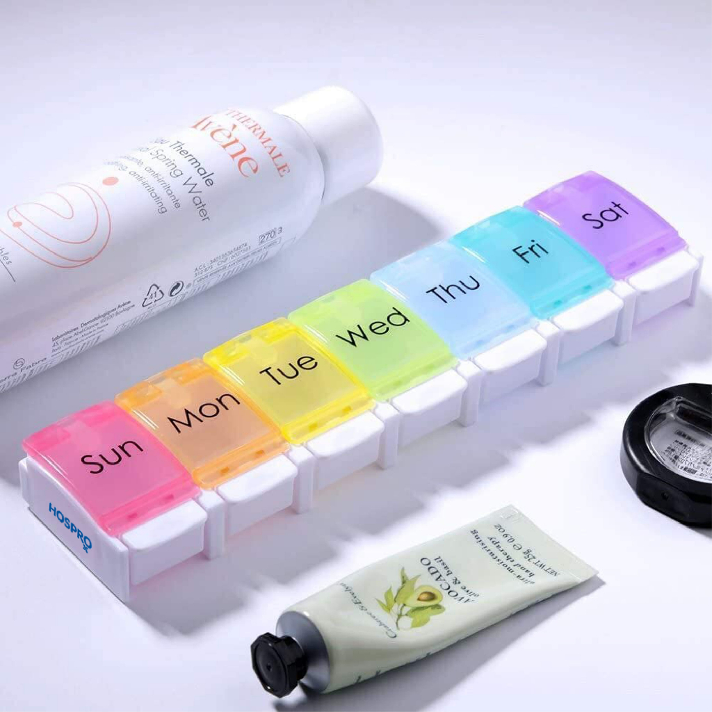 (พร้อมส่ง) 2 ชิ้น 219 บาท Hospro ตลับยา7ช่อง กล่องใส่ยา พกพาสะดวก กล่องจัดยาเม็ด Pill Box