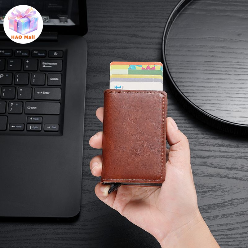 ที่ใส่บัตรเครดิต RFID แบบบางกระเป๋าสตางค์ผู้ชายสากล PU ที่ใส่บัตรป้องกันการโจรกรรม