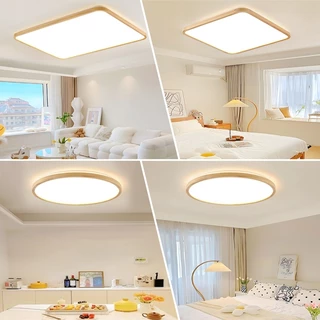 GOGEOUS 160W ไฟเพดาน LED ไม้เรียบง่าย โคมไฟเพดาน โคมไฟห้องรับแขก โคมไฟเพดานมินิมอล ไฟห้องนอน แสงปรับระดับ 3สี ไฟติดเพดาน