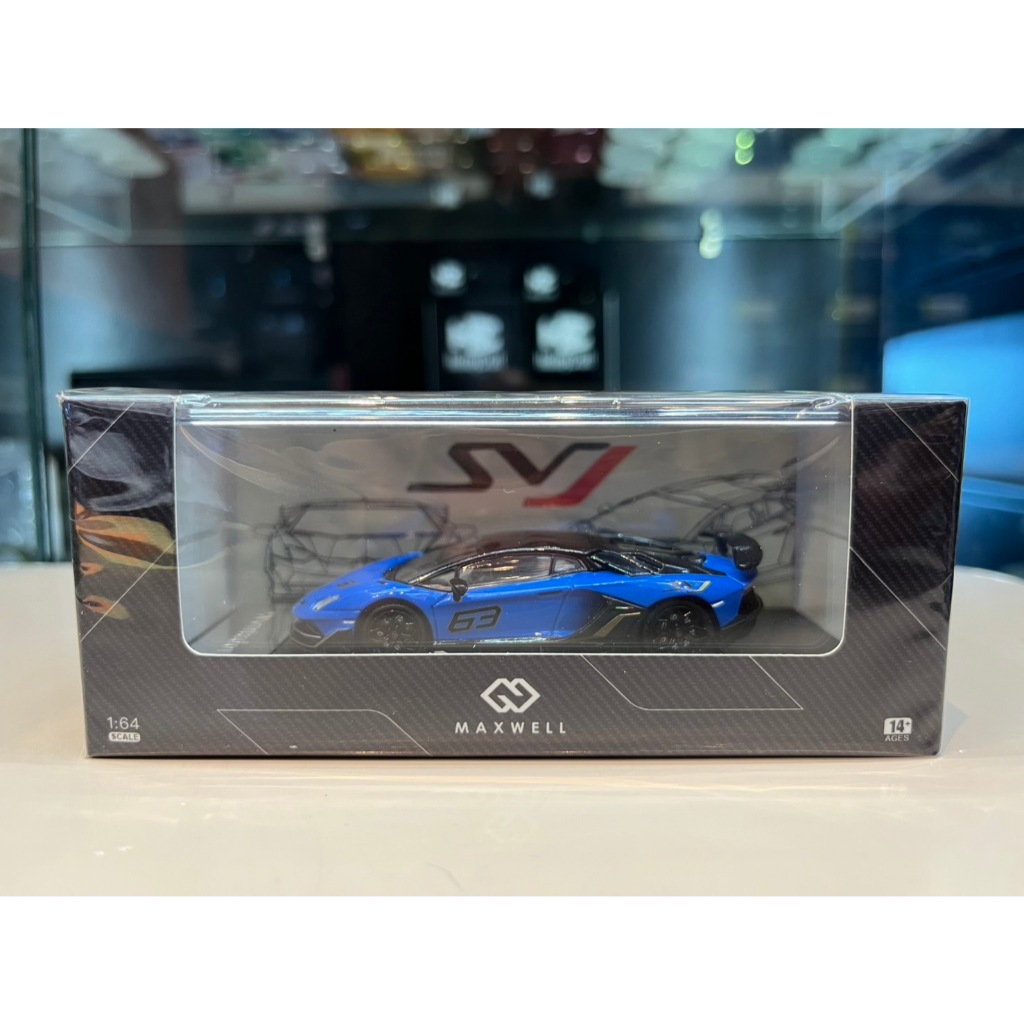 MAXWELL 1/64 Lamborghini Aventador SVJ #63 Blue