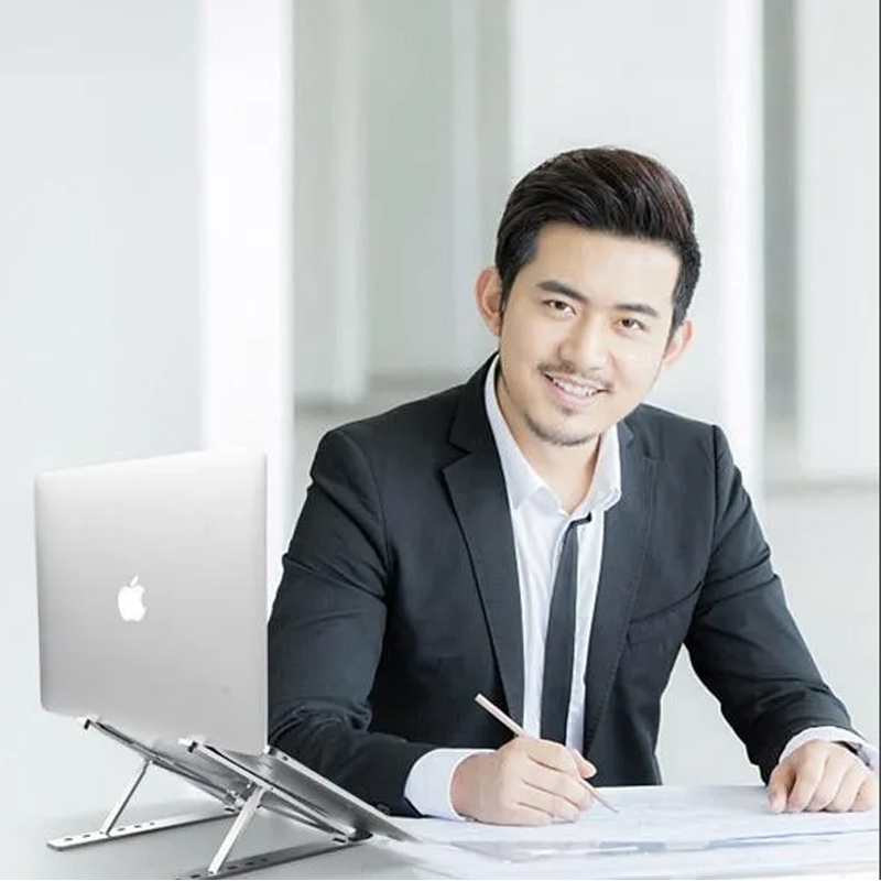 Notebook stand วัสดุอะลูมินัมอัลลอย แท่นวางโน๊ตบุ๊ค ปรับได้6ระดับ พับเก็บได้ ที่วางไอแพด แท็บเล็ต ขาตั้งแล็ป รุ่น N3