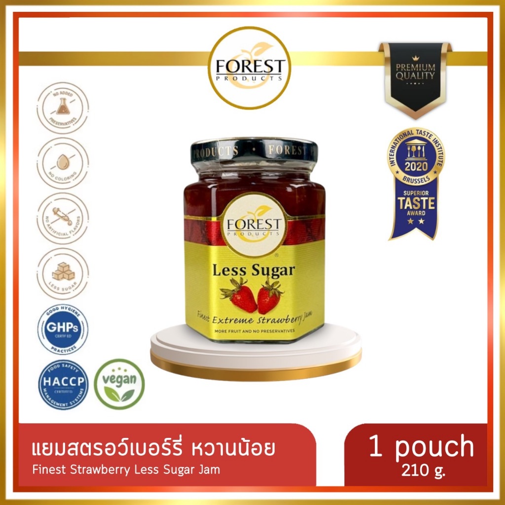 Forest แยมสตรอว์เบอร์รี่ 210 g. หวานน้อย (Finest Strawberry Less Sugar Jam)
