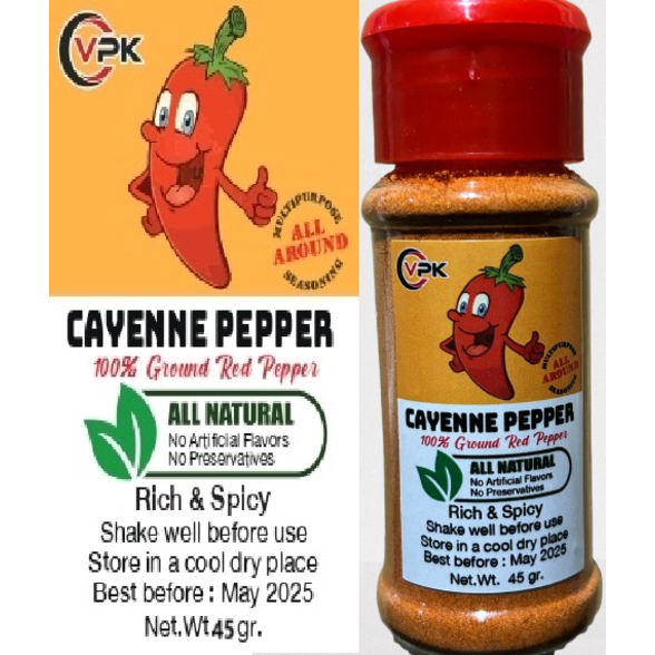 Cayenne Pepper Shaker 45 gr, Cayenne Pepper Powder (Imported product) 100% Ground Red Pepper
