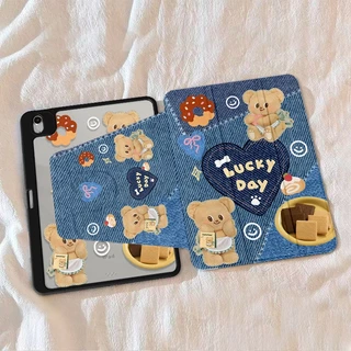 🚀จัดส่งทันที🚀เคสไอแพด ผ้าเดนิม Pro13 Air8 Gen11 Air7/6 ButterBear เคส iPad อะคริลิคหมุนได้ 360 mini7